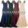 Women Evening Dress 1920s Flapper Cocktail Mermaid Plus Size Formal Gown with Long Gloves