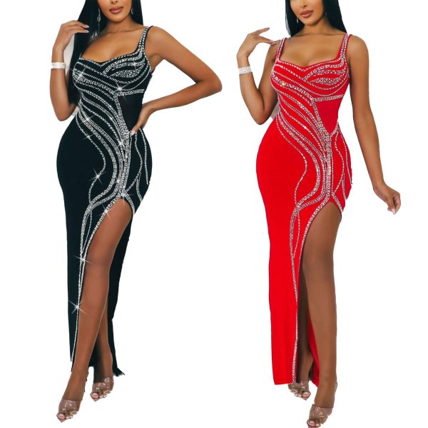 71Ux2hBWUuL.jpg Women's Sexy Elegant Rhinestone Sleeveless Party Club Night Hot Drilling Clubwear Evening Dresses