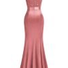Women's Vintage V-Neck Slim Style Ruffle Split Evening Formal Maxi Dress