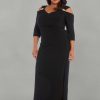 Womens Plus Cold Shoulder Embellished Evening Dress