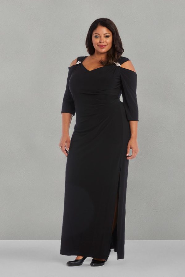 71WSGFVEZjL.jpg Womens Plus Cold Shoulder Embellished Evening Dress