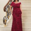 Sequin Mermaid Mother of The Bride Dresses for Women Chiffon Off Shoulder Ruched Long Formal Evening Gowns