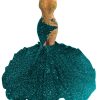 Sparkly Rhinestone Sequin Prom Dresses Beaded Applique Hollow Mermaid Pageant Gala Evening Party Gown