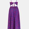 Women's Maxi Dress Floral Print Twisted V Neck Sleeveless Long Dress Summer Casual Dress