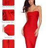 Women's Midi Cocktail Dresses Strapless Bandage Bodycon Dress Wedding Party Dress