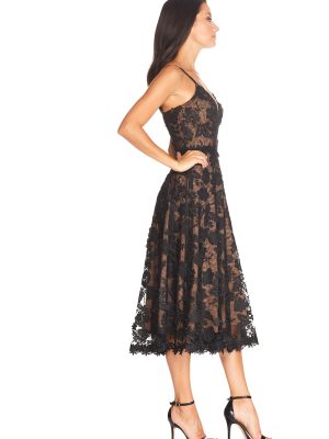 Women's Tahani Plunge Neckline Fit and Flare Midi Dress