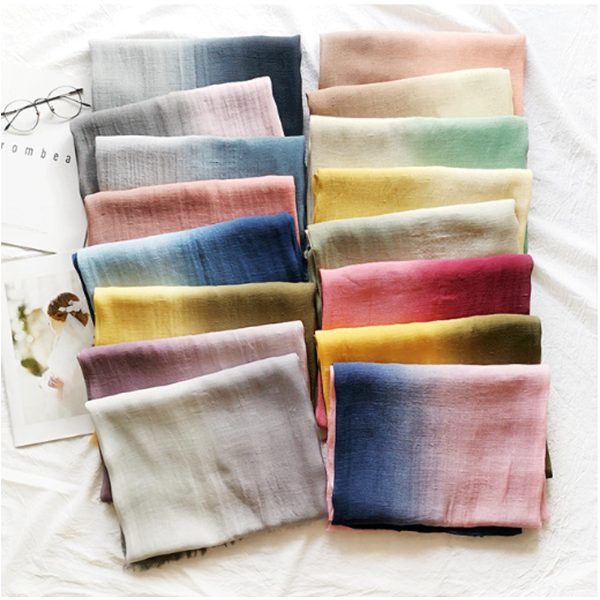 71cPO2u66bL.jpg Cotton Linen Fashion Scarf,Gradient Two-tone Four Season Scarf Shawl Beach Gauze,Long Lightweight Travel scarf 75"×35"