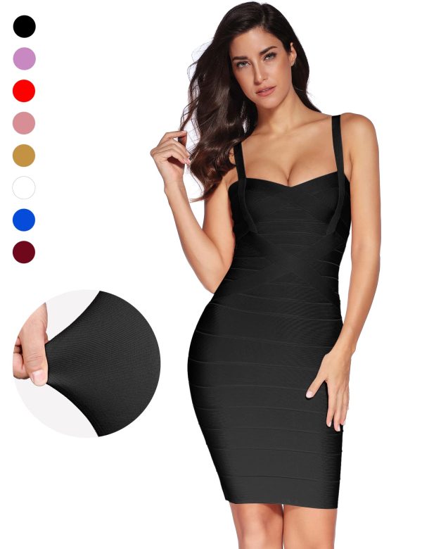 71cYBb8XeML.jpg Women's Celebrity Bandage Bodycon Dress Strap Party Pencil Dress