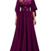 Women's Elegant Style Sequin Lace Contrast Chiffon Bridesmaid Party Maxi Dress
