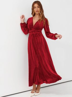 Women's Long Sleeve Velvet Dresses Fall Winter Long Dress Wedding Guest Party Maxi Dress