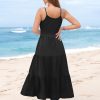 Womens Summer Long Dress Adjustable Spaghetti Strap Floral Casual Dress with Pockets Flowy Tiered Beach Sundress