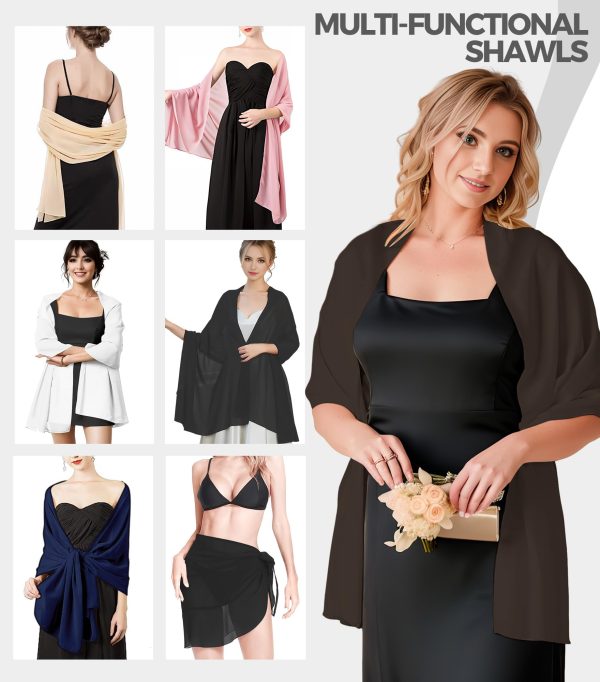 71hiZ8p2N4L.jpg Shawls and Wraps for Evening Dresses, Chiffon Shawl Wraps for Women, Shawls for Wedding, Pashimina Bride Shawl