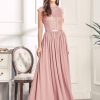 Women's Formal Sleeveless Floral Lace Bridesmaid Party Maxi Dress