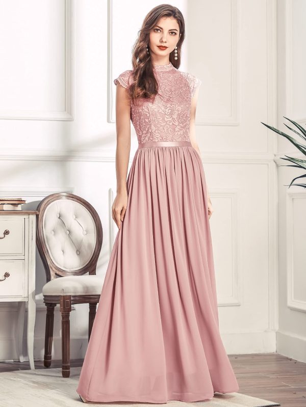 71hyWj6gjzL.jpg Women's Formal Sleeveless Floral Lace Bridesmaid Party Maxi Dress