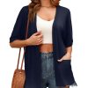 Women's Lightweight Open Front Cardigans Short Sleeve Casual Soft Sheer Cardigan S-2XL with Pockets