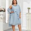 Womens Plus Size Dress with Jacket 2 Piece Wedding Guest Dresses Flowy Mother of The Bride Dress