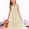 Girls Summer Dress Spaghetti Strap Midi Casual Sundress Sleeveless Party Elegant Dress 5-12Y