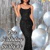 Rhinestone Mesh Dress,Glitter Sparkly Embellished Sheer Maxi Dresses,Sexy Birthday Outfit for Women Cocktail Party