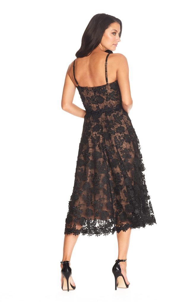 Women's Tahani Plunge Neckline Fit and Flare Midi Dress