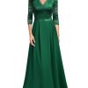 Women's Formal Floral Lace 2/3 Sleeves Long Evening Party Maxi Dress