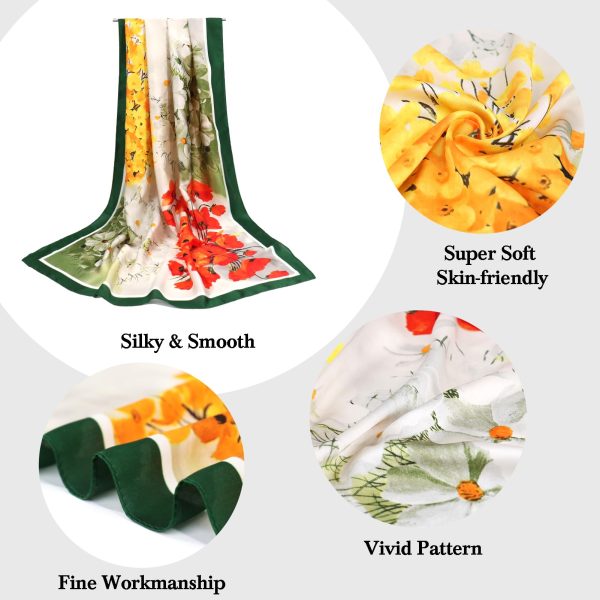 71kF3b3dHEL.jpg 100% Large Silk Feeling Scarf-Women's Fashion Long Mulberry Silk Satin Neck Scarf Sunscreen Shawl Wrap Headscarf