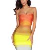 Women's Bandage Straless Dress Bodycon Rainbow Cocktail Party Dress