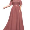 Women's Plus Size Sequin Lace Round Neck Butterfly Sleeves Formal Evening Maxi Dress