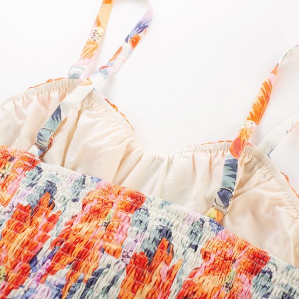 Women's Summer Floral Dress 2025 Spaghetti Strap Smocked Tiered Casual Boho Maxi Long Sundress with Pockets