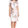 Women's Boat Neck Side Tie Short Sleeve Knee Length-Cocktail Party Summer Dress with Bow Detail