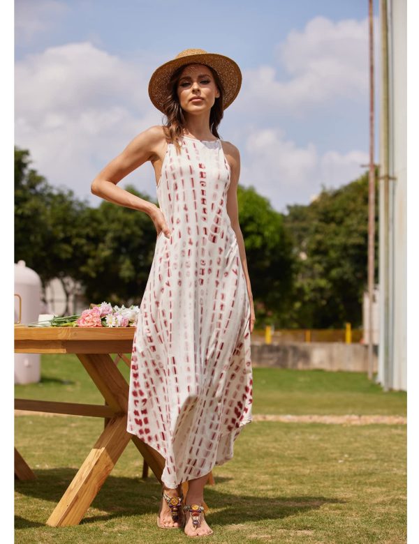 71rSSYwcOL.jpg Women's Summer Casual Sleeveless Beach Dress Long Halter Side Slit Maxi Sun Dresses