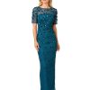 Women's Beaded Long 3D Floral Dress