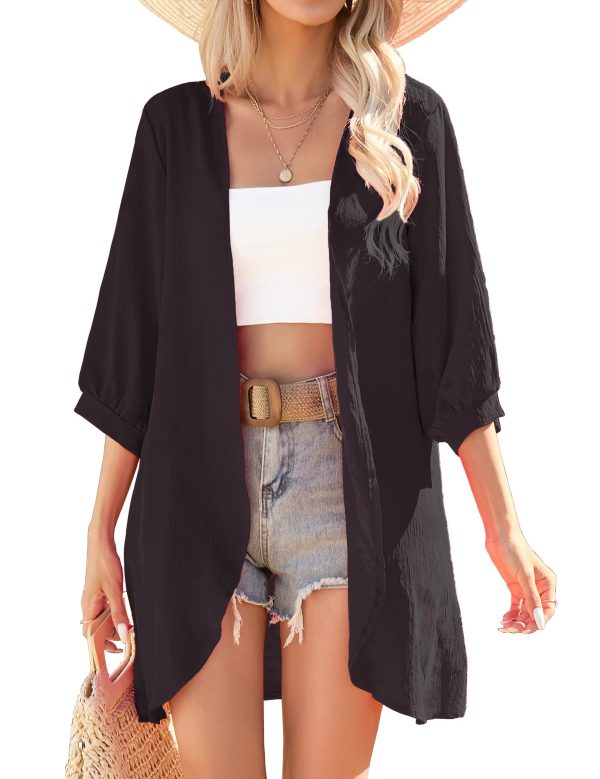 71trsa43gUL.jpg Cardigan for Women 3/4 Sleeve Lightweight Summer Kimono Cardigan Loose Beach Cover Up 2025