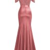 Women's Elegant Sequin Lace Spaghetti Straps Formal Satin Maxi Dress
