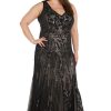 Long Beaded Dress W/Contrast Lining, V-Neckline & Godet Skirt