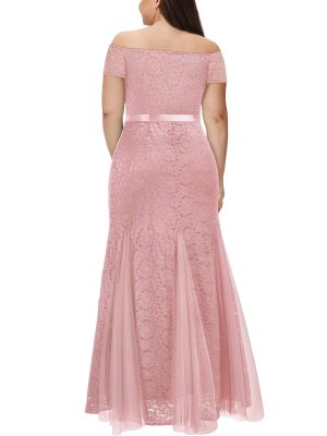 Women's Plus Size Formal Off Shoulder Vintage Floral Lace Mermaid Maxi Evening Party Dress