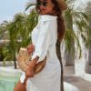 Womens Swimsuit Coverups White Chiffon Bikini Swimwear Beach Cover Up Dress Shirt