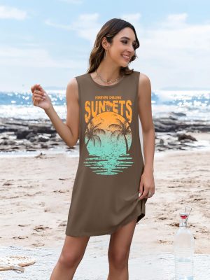 Summer Sundress for Women Graphic Mini Tank Dress Sleeveless Beach Dresses Short Casual Sun Dresses