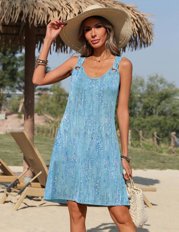 812oScSNkL.jpg Summer Dresses for Women Boho Beach Dress Sleeveless Sundresses with Pockets Casual Loose Tank Tshirt Sun Dress