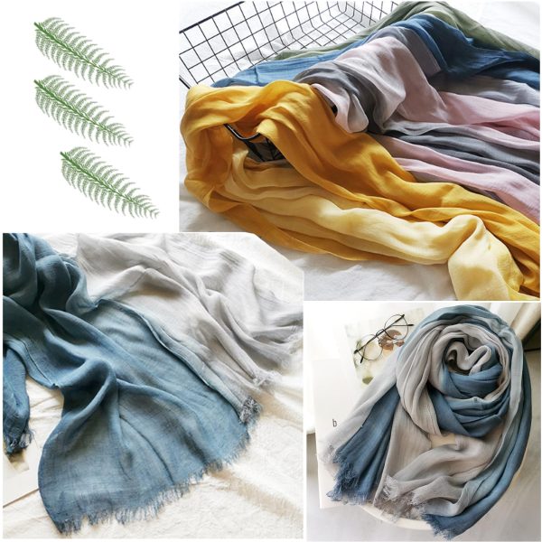 813P6c2EuAL.jpg Cotton Linen Fashion Scarf,Gradient Two-tone Four Season Scarf Shawl Beach Gauze,Long Lightweight Travel scarf 75"×35"