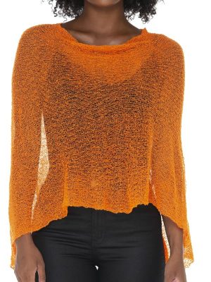 Womens Sheer Knit Poncho Shrug Lightweight Cover Up One Size Fits Most