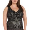Long Beaded Dress W/Contrast Lining, V-Neckline & Godet Skirt