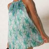 Women's Floral Halter Dresses Sexy Backless Pleated Dress Flowy Mini Summer Dresses Party Vacation