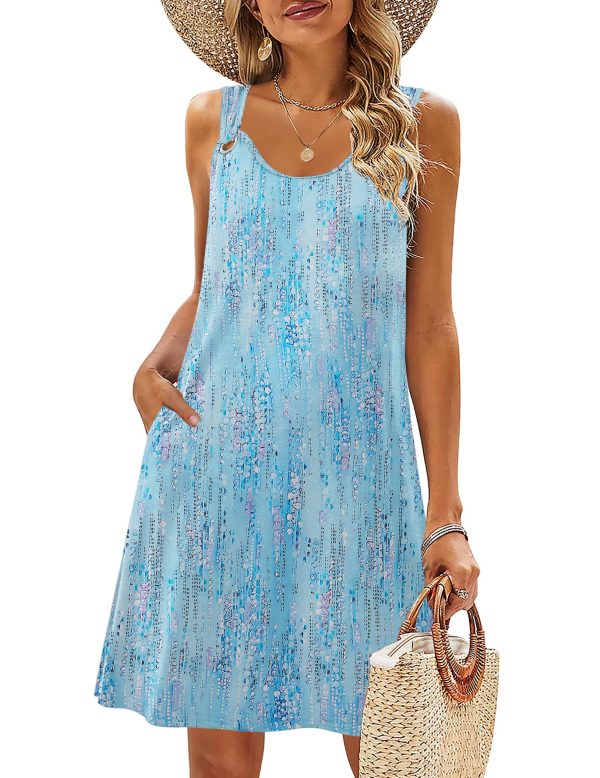 8183BzJoDDL.jpg Summer Dresses for Women Boho Beach Dress Sleeveless Sundresses with Pockets Casual Loose Tank Tshirt Sun Dress