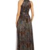 Womens Maxi Metallic Evening Dress