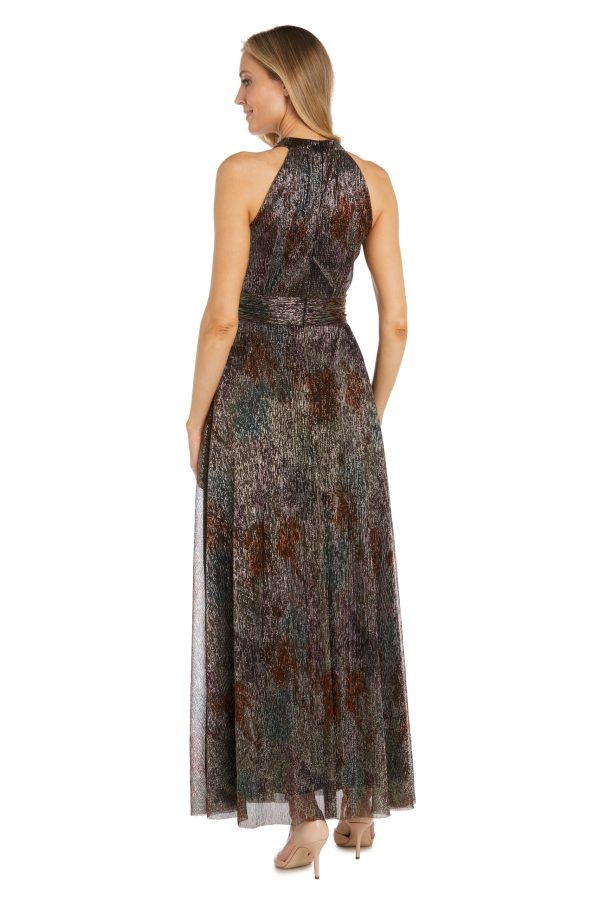 Womens Maxi Metallic Evening Dress