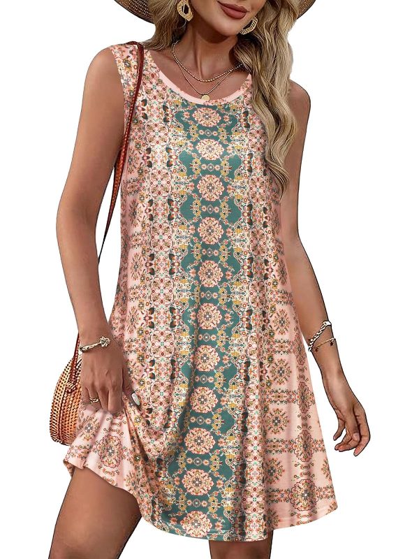 81AL33SPwkL.jpg Summer Dresses for Women Beach Boho Sleeveless Vintage Floral Flowy Pocket Tshirt Tank Sundresses