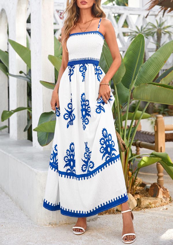 81Ct61EHlL.jpg Summer Dress for Women 2025 Floral Sundress Spaghetti Strap Flowy Beach Vacation Boho Maxi Dresses