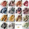 Cotton Linen Fashion Scarf,Gradient Two-tone Four Season Scarf Shawl Beach Gauze,Long Lightweight Travel scarf 75"×35"