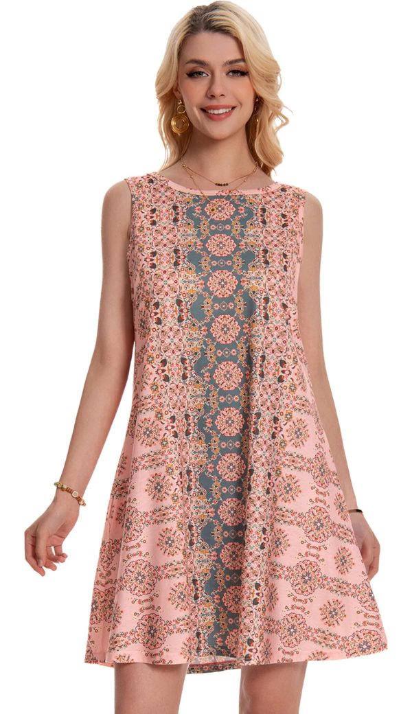 81H4GVag7XL.jpg Summer Dresses for Women Beach Boho Sleeveless Vintage Floral Flowy Pocket Tshirt Tank Sundresses