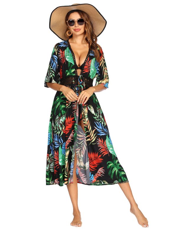 Women's Swimwear Cover Ups Sexy Open Front Beach Bikini Swimsuit Kimono Cardigan Cover Up Long Flowy Beachwear